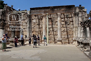 A photo of the Synagogue ruins in Capernaum